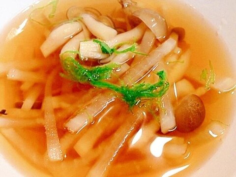 生姜たっぷり☆大根としめじの醤油スープ